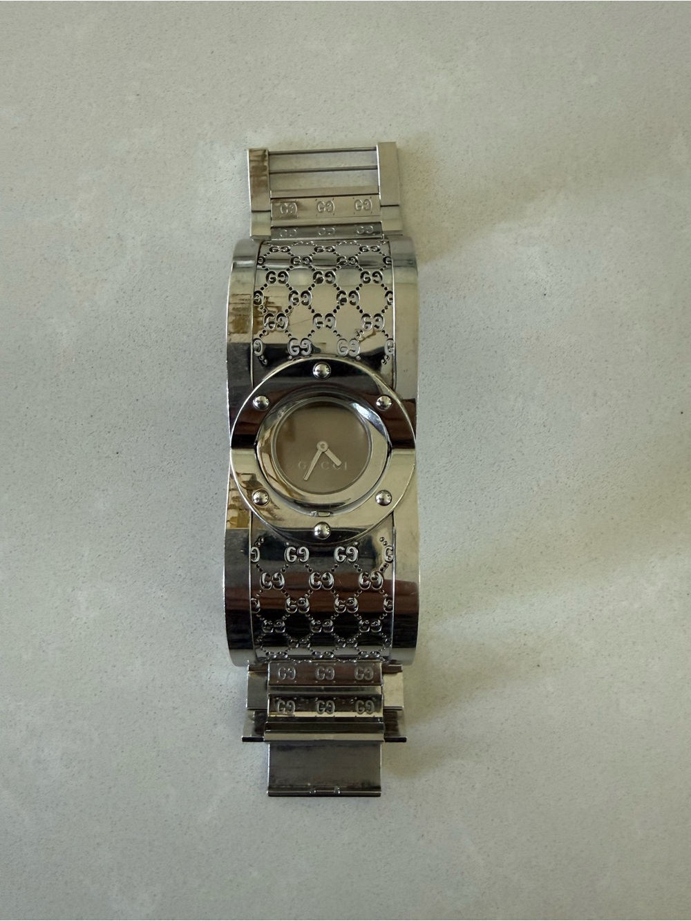 Gucci Silver-Tone Interlocking GG Cuff Watch